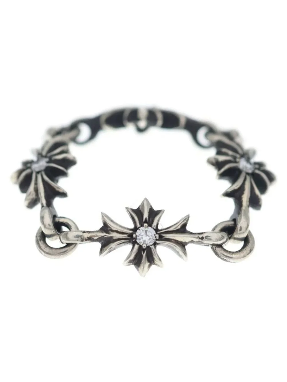 Chrome Hearts Tny CH Pls Dia Tiny CH Plus Diamond Ring Silver